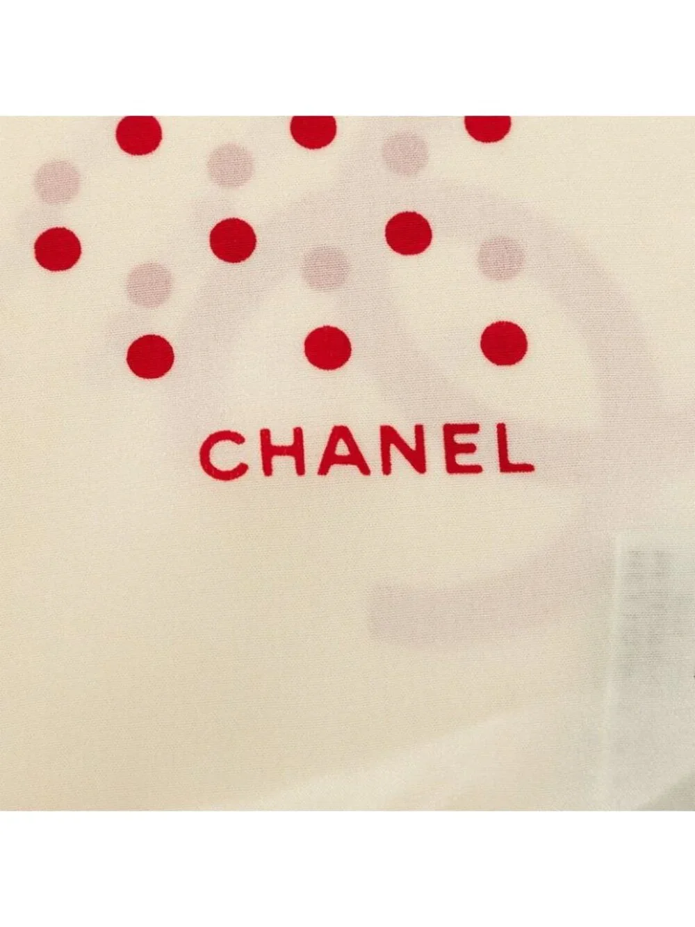 Chanel CC Logo Scarf Red Ivory Silk